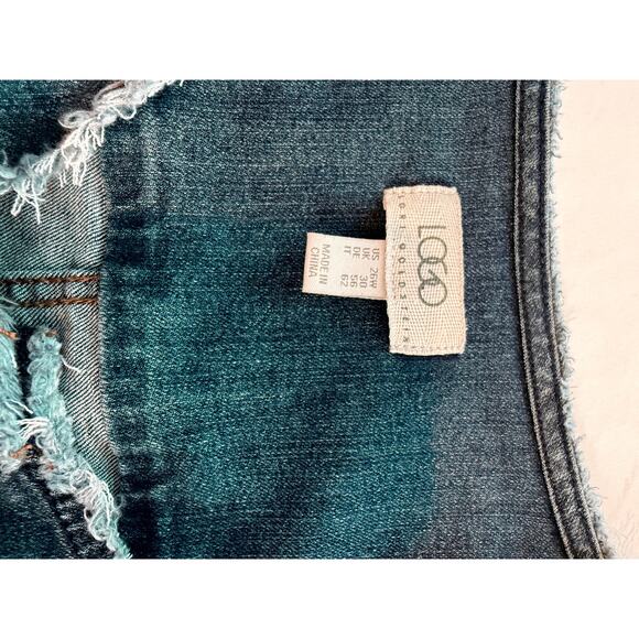 LOGO Lori Goldstein Raw Hem Denim Jacket Blue Button Front – Size 26W - Picture 2 of 4